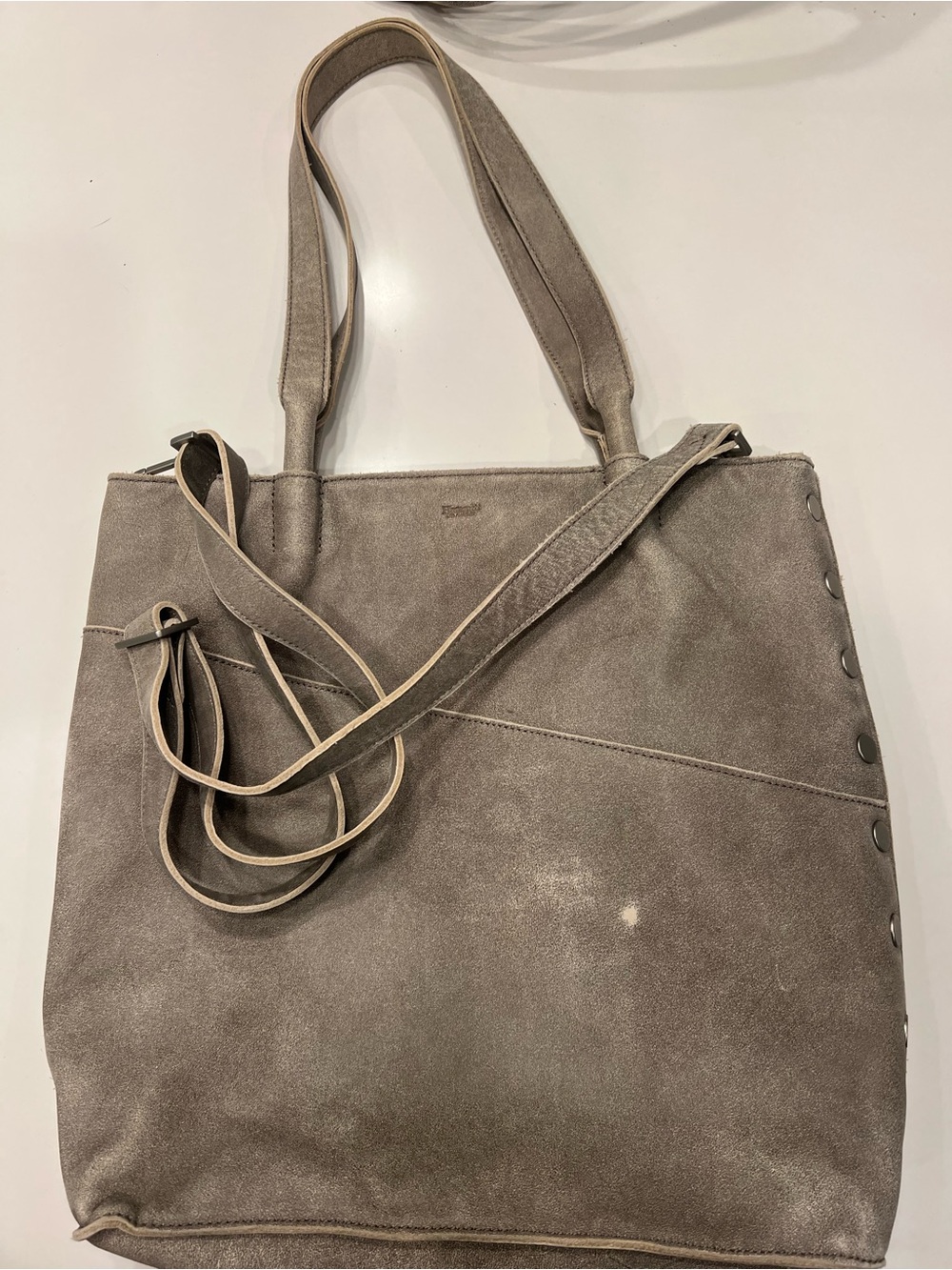 Hammitt Taupe Suede Tote with Double Straps